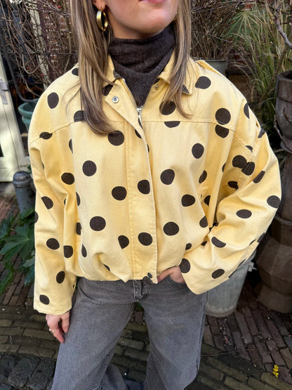 Zara polkadot bomber denim yellow/brown - Project 35