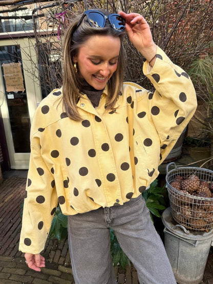 Zara polkadot bomber denim yellow/brown - Project 35