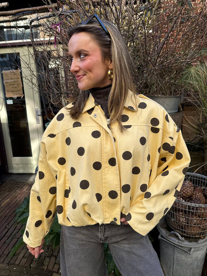 Zara polkadot bomber denim yellow/brown - Project 35